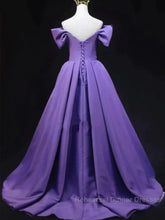 Off The Shoulder Purple Satin Ruched Semi Formal Prom Dress